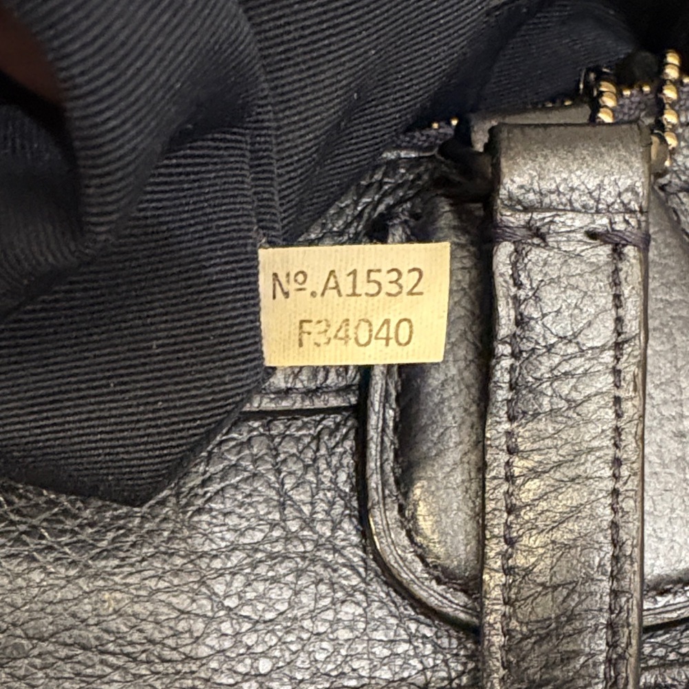 Coach Mickie Dark Blue Metallic Leather Tote and Wallet Set - Picture 2 of 11
